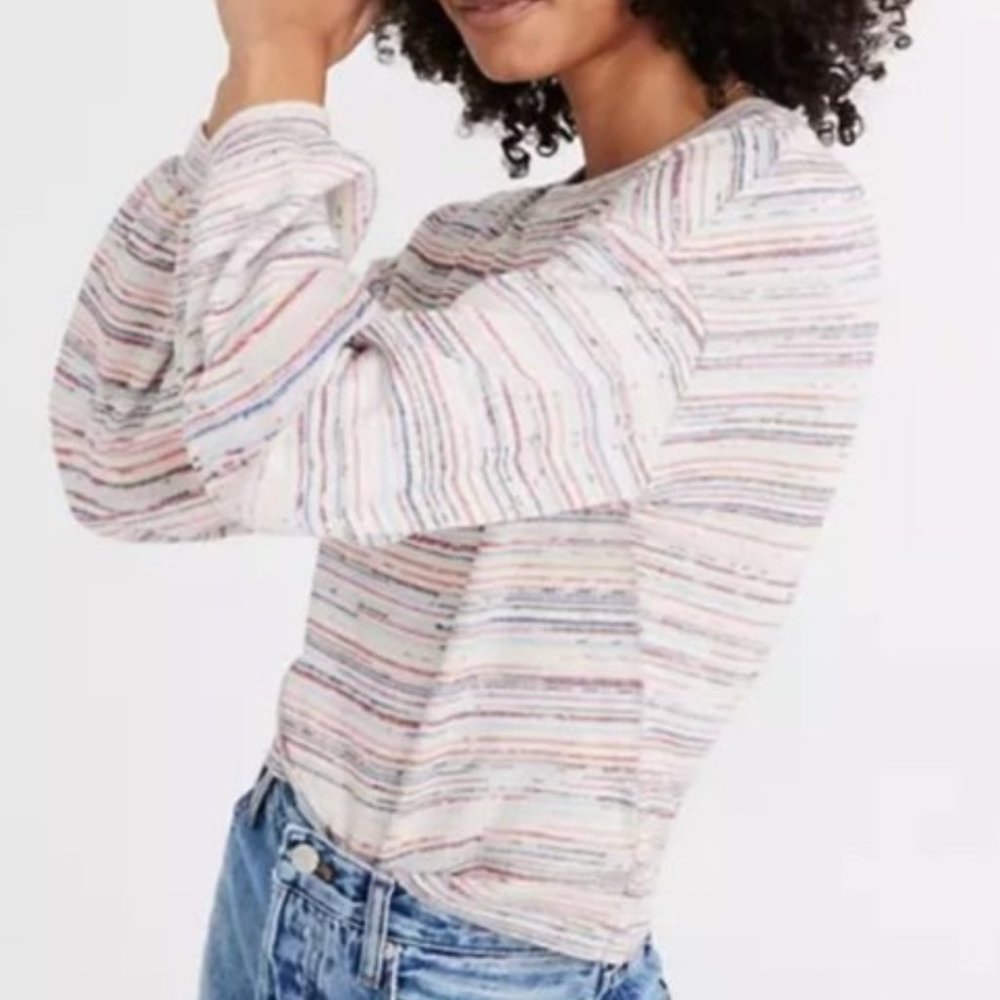 MADEWELL Bubble-Sleeve Crop Top Rainbow Stripe M